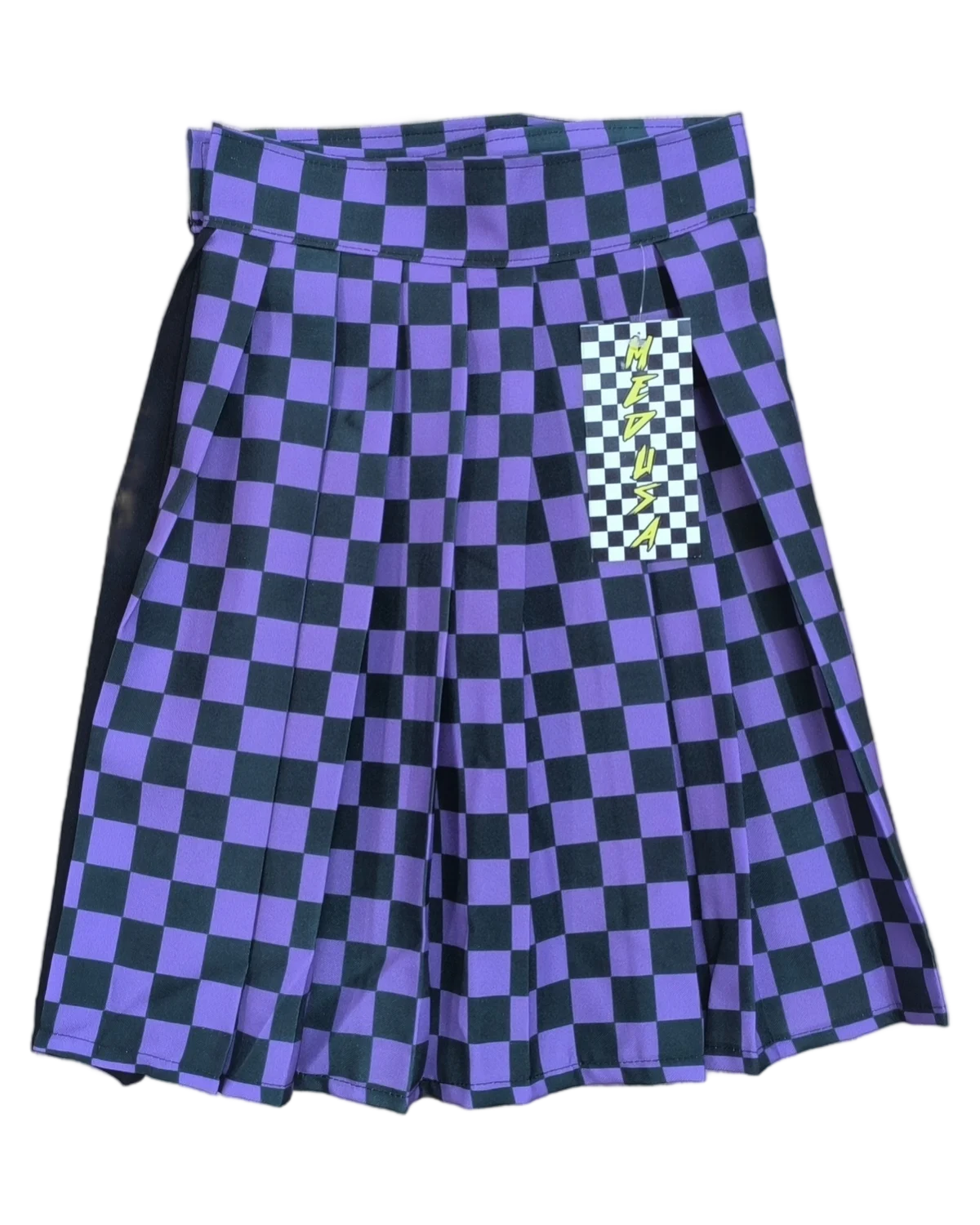 Pollera cuadros negro y violeta