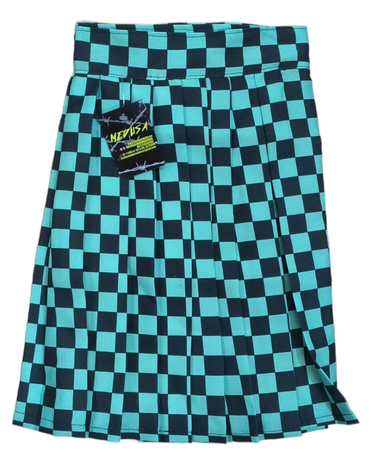 Pollera Demon Slayer Tanjiro Kamado cuadros negro y verde