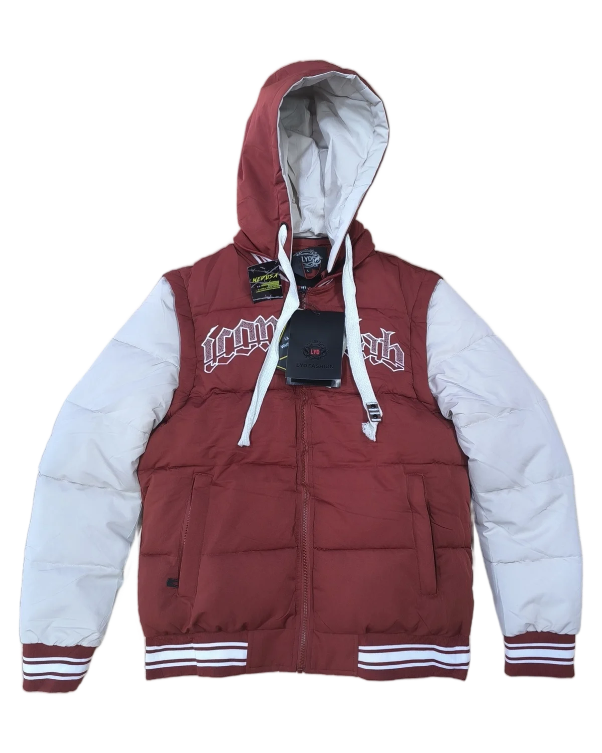 Campera universitaria bordó y blanca mangas desmontables