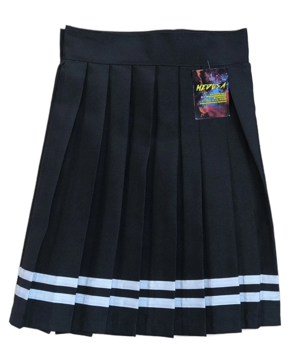 Pollera negra rayas blancas